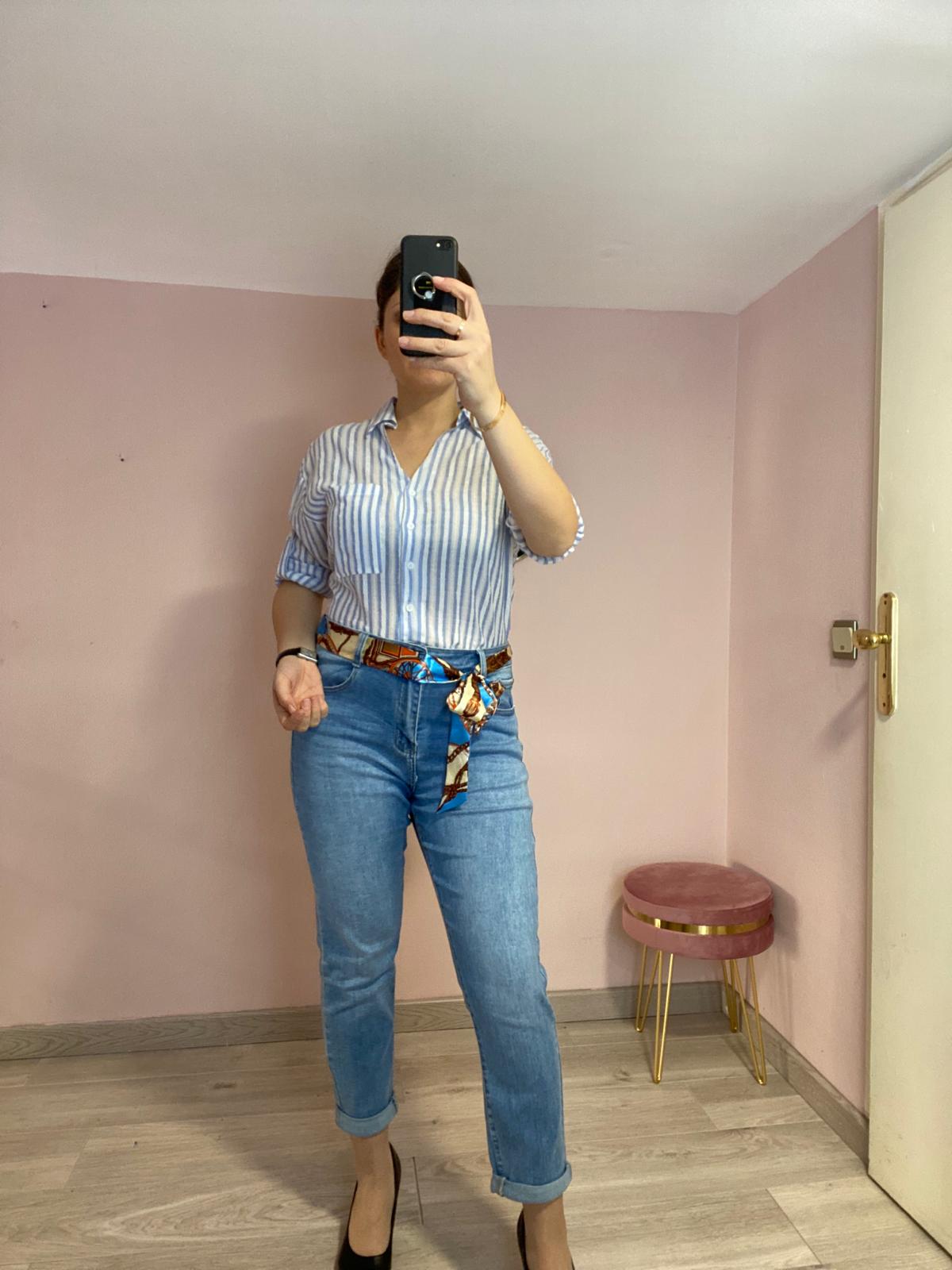 Jean Straight avec ceinture Foulard Charlie